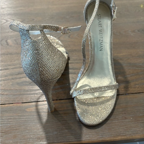 Stuart Weitzman shimmery ankle strap sandals - Picture 2 of 6